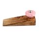 2 Pieces Pink Wheel Flower Ceramic Wooden Door Stopper